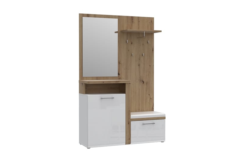 Nessebar Entrémøbelsæt 44x129 cm - Hvid/Brun - Møbler - Entrémøbler - Møbelsæt til hall og entre
