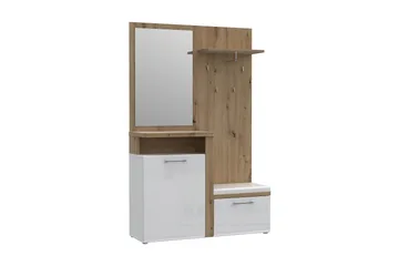 Nessebar Entrémøbelsæt 44x129 cm - Hvid/Brun - Møbler - Entrémøbler - Møbelsæt til hall og entre