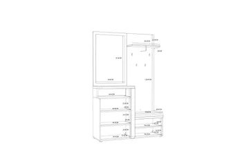Nessebar Entrémøbelsæt 44x129 cm - Hvid/Brun - Møbler - Entrémøbler - Møbelsæt til hall og entre