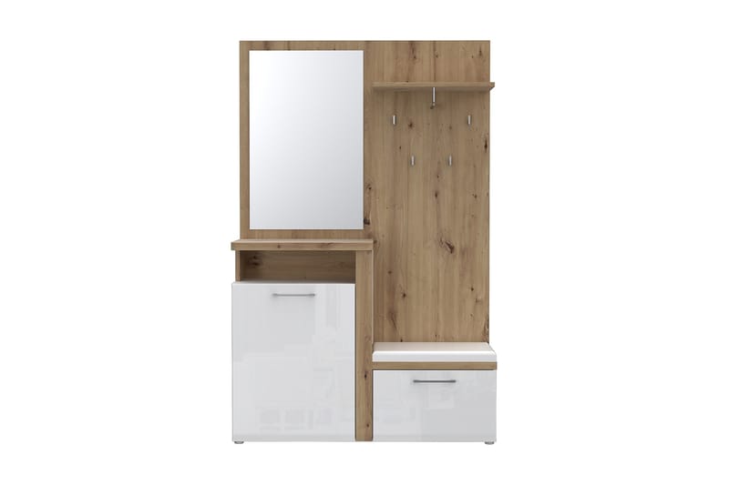 Nessebar Entrémøbelsæt 44x129 cm - Hvid/Brun - Møbler - Entrémøbler - Møbelsæt til hall og entre