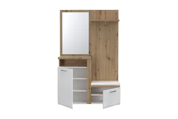 Nessebar Entrémøbelsæt 44x129 cm - Hvid/Brun - Møbler - Entrémøbler - Møbelsæt til hall og entre