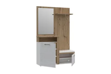 Nessebar Entrémøbelsæt 44x129 cm - Hvid/Brun - Møbler - Entrémøbler - Møbelsæt til hall og entre