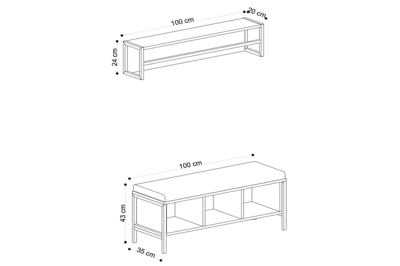 Redeby Entrémøbelsæt - Brun - Møbler - Entrémøbler - Møbelsæt til hall og entre