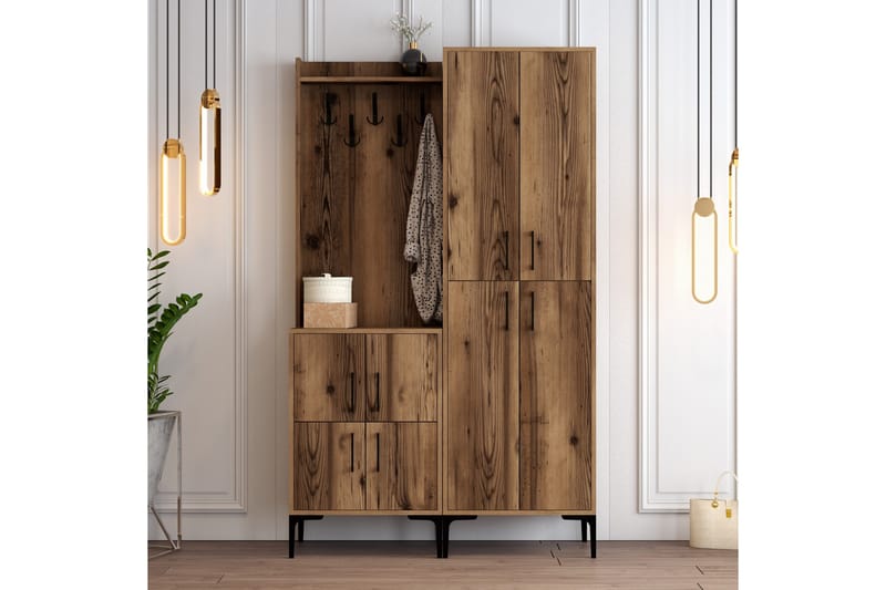 Retzow Entrémøbelsæt 120 cm - Mørkebrun - Møbler - Entrémøbler - Møbelsæt til hall og entre