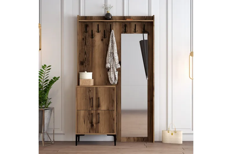 Retzow Entrémøbelsæt 120 cm - Mørkebrun - Møbler - Entrémøbler - Møbelsæt til hall og entre