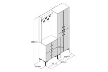 Retzow Entrémøbelsæt 120 cm - Mørkebrun/Antracit - Møbler - Entrémøbler - Møbelsæt til hall og entre