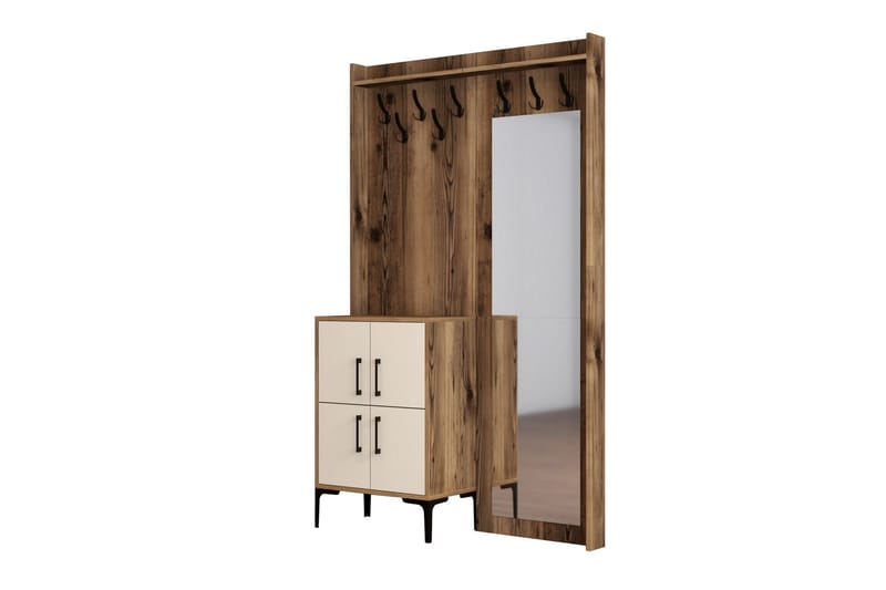 Retzow Entrémøbelsæt 120 cm - Mørkebrun/Beige - Møbler - Entrémøbler - Møbelsæt til hall og entre