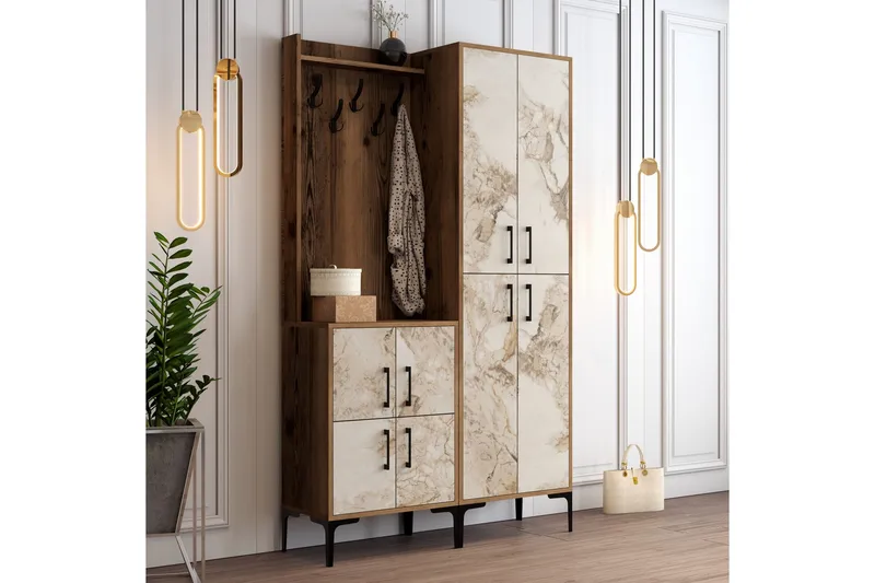 Retzow Entrémøbelsæt 120 cm, Mørkebrun/Hvid