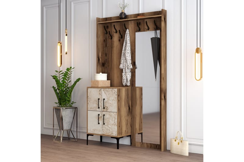 Retzow Entrémøbelsæt 120 cm, Mørkebrun/Hvid