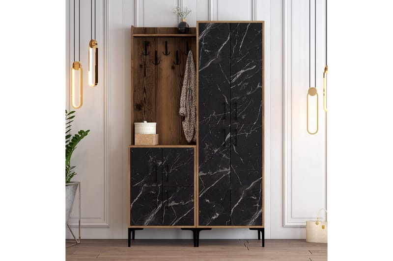 Retzow Entrémøbelsæt 120 cm - Mørkebrun/Sort - Møbler - Entrémøbler - Møbelsæt til hall og entre