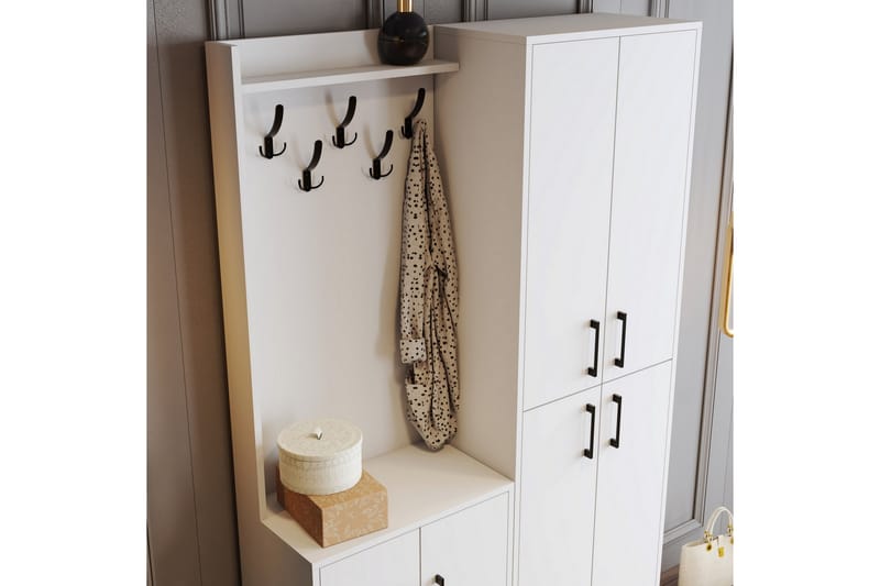Retzow Entrémøbelsæt 35x120 cm - Hvid - Møbler - Entrémøbler - Møbelsæt til hall og entre