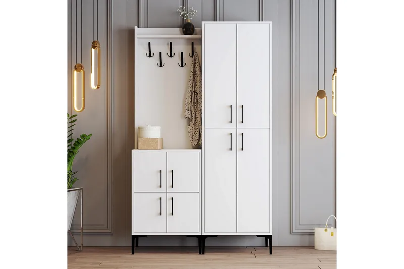 Retzow Entrémøbelsæt 35x120 cm - Hvid - Møbler - Entrémøbler - Møbelsæt til hall og entre