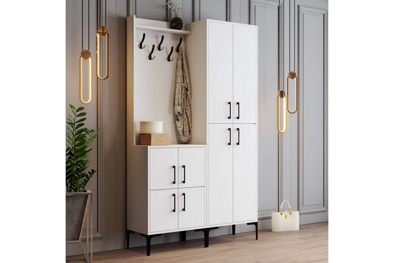 Retzow Entrémøbelsæt 35x120 cm - Hvid - Møbler - Entrémøbler - Møbelsæt til hall og entre