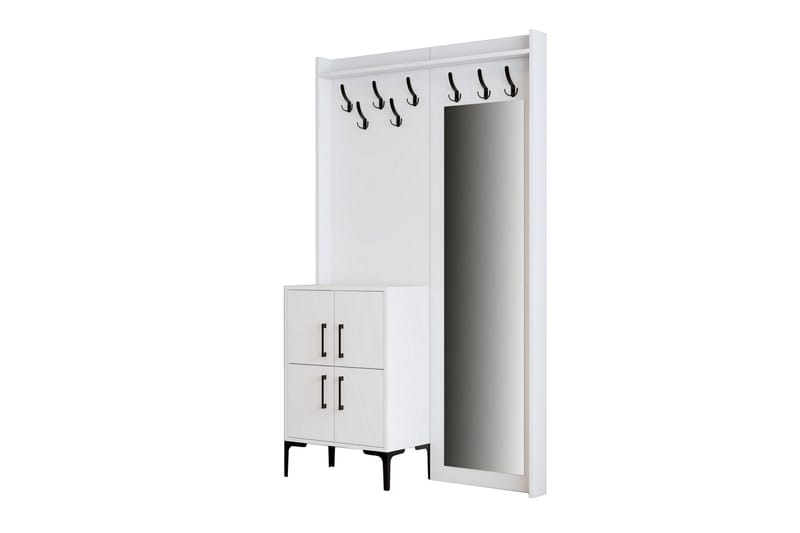 Retzow Entrémøbelsæt 35x120 cm med spejl - Hvid - Møbler - Entrémøbler - Møbelsæt til hall og entre