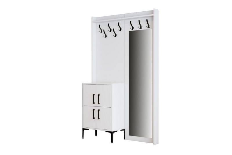 Retzow Entrémøbelsæt 35x120 cm med spejl - Hvid - Møbelsæt til hall og entre - Entréopbevaring
