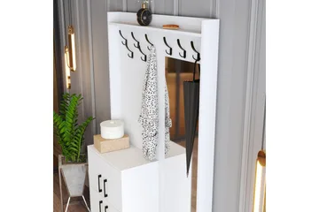Retzow Entrémøbelsæt 35x120 cm med spejl - Hvid - Møbler - Entrémøbler - Møbelsæt til hall og entre