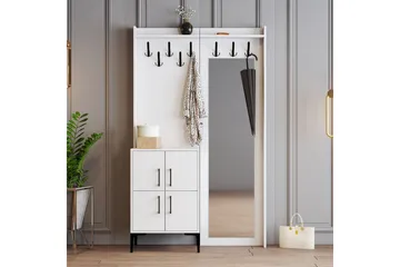 Retzow Entrémøbelsæt 35x120 cm med spejl - Hvid - Møbler - Entrémøbler - Møbelsæt til hall og entre