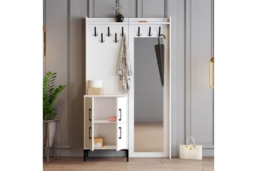 Retzow Entrémøbelsæt 35x120 cm med spejl - Hvid - Møbler - Entrémøbler - Møbelsæt til hall og entre