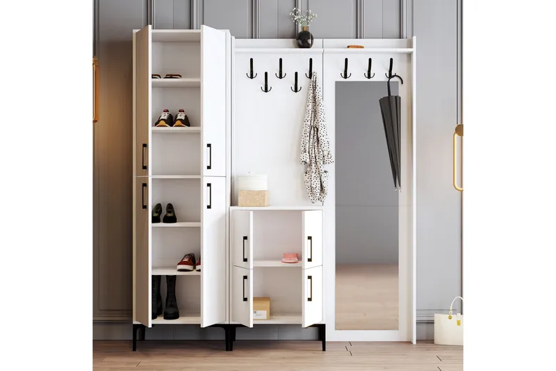 Retzow Entrémøbelsæt 35x180 cm - Hvid - Møbler - Entrémøbler - Møbelsæt til hall og entre