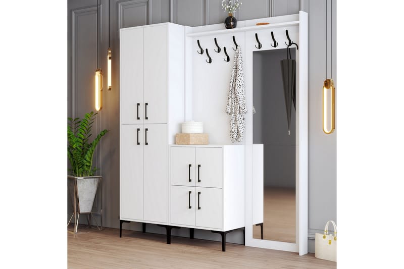 Retzow Entrémøbelsæt 35x180 cm - Hvid - Møbler - Entrémøbler - Møbelsæt til hall og entre