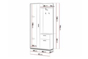 Rosehall entrémøbelsæt 97x30 cm 195x - Møbler - Entrémøbler - Møbelsæt til hall og entre