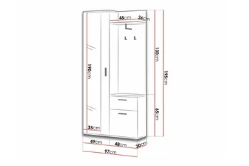 Rosehall entrémøbelsæt 97x30 cm 195x - Møbler - Entrémøbler - Møbelsæt til hall og entre