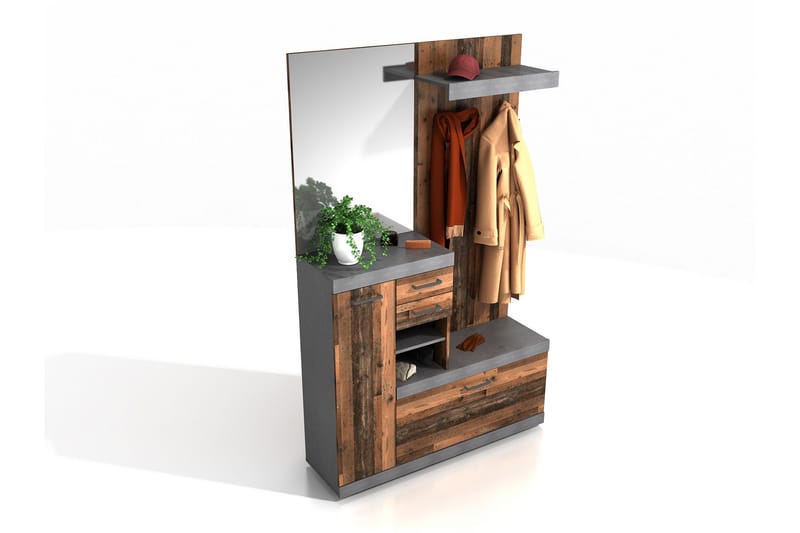 Samekia Garderobe 120 cm - Hvid/Grå - Møbler - Entrémøbler - Møbelsæt til hall og entre