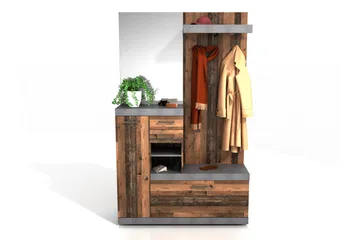 Samekia Garderobe 120 cm - Hvid/Grå - Møbler - Entrémøbler - Møbelsæt til hall og entre