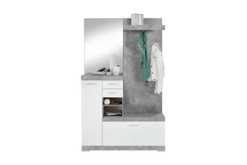 Samekia Garderobe 120 cm - Hvid/Grå - Møbler - Entrémøbler - Møbelsæt til hall og entre