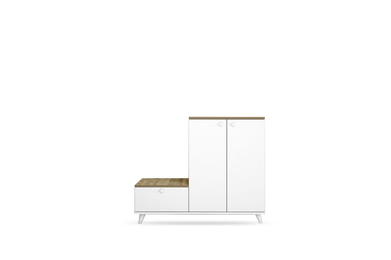 Sarisu Entrémøbelsæt 120x120 cm - Natur/Hvid - Møbelsæt til hall og entre - Entréopbevaring