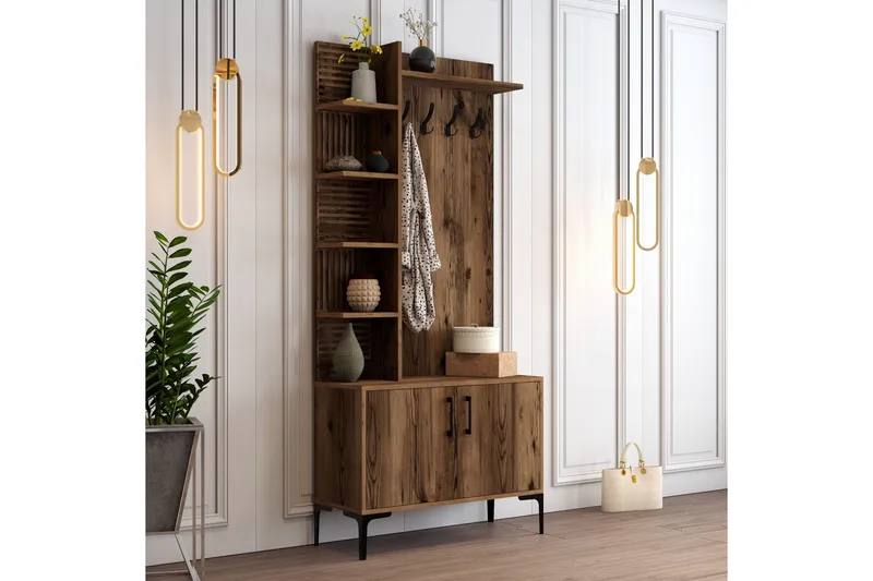 Schmida Entrémøbelsæt 90 cm - Mørkebrun - Møbler - Entrémøbler - Møbelsæt til hall og entre