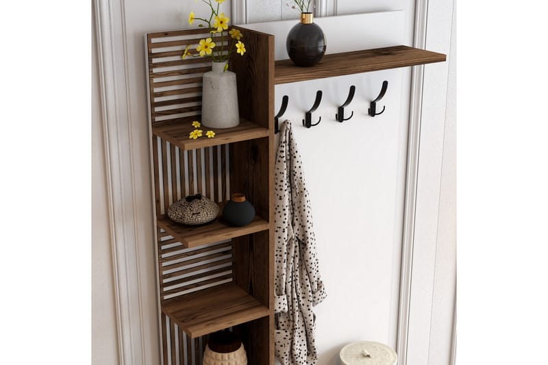 Schmida Entrémøbelsæt 90 cm - Mørkebrun/Hvid - Møbler - Entrémøbler - Møbelsæt til hall og entre