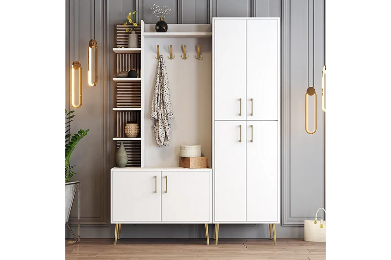 Schmida Entrémøbelsæt, Guld/Hvid