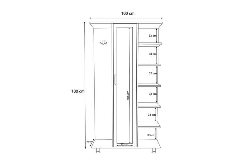 Vesen Entrémøbelsæt 180x100 cm - Natur/Hvid - Møbelsæt til hall og entre - Entréopbevaring