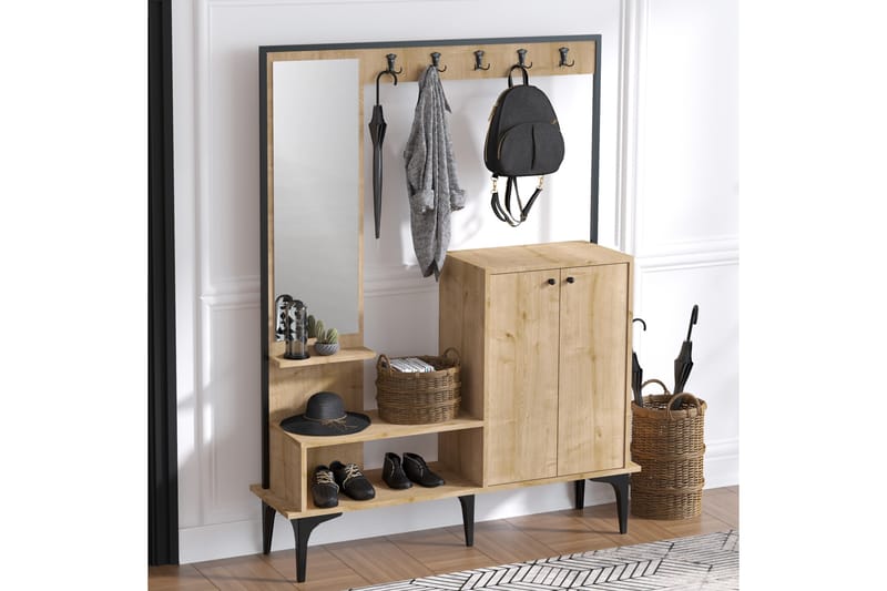Yogsaes Entrémøbelsæt 35x114 cm - Natur/Hvid - Møbler - Entrémøbler - Møbelsæt til hall og entre