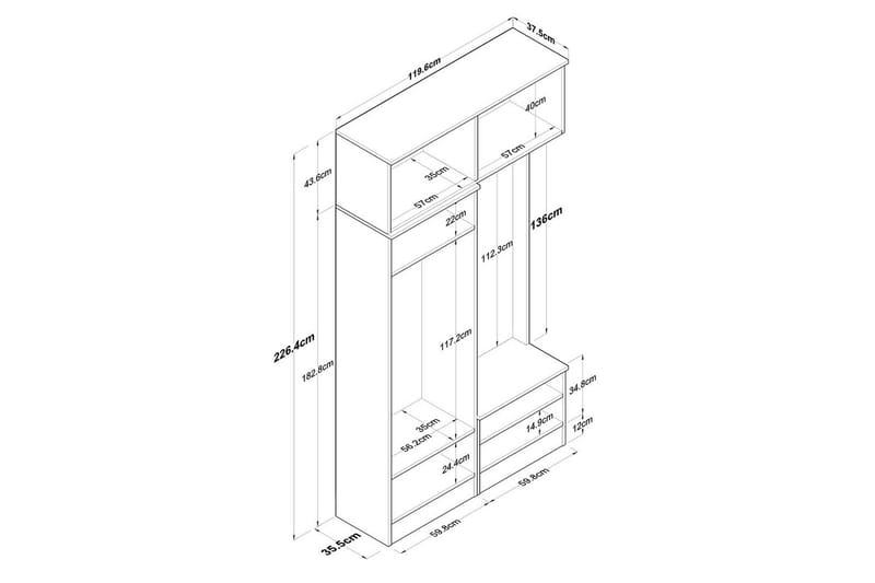 Quorra Entrémøbelsæt - Hvid - Møbler - Entrémøbler - Møbelsæt til hall og entre