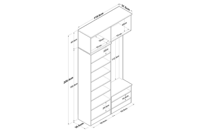 Quorra Entrémøbelsæt - Hvid - Møbler - Entrémøbler - Møbelsæt til hall og entre