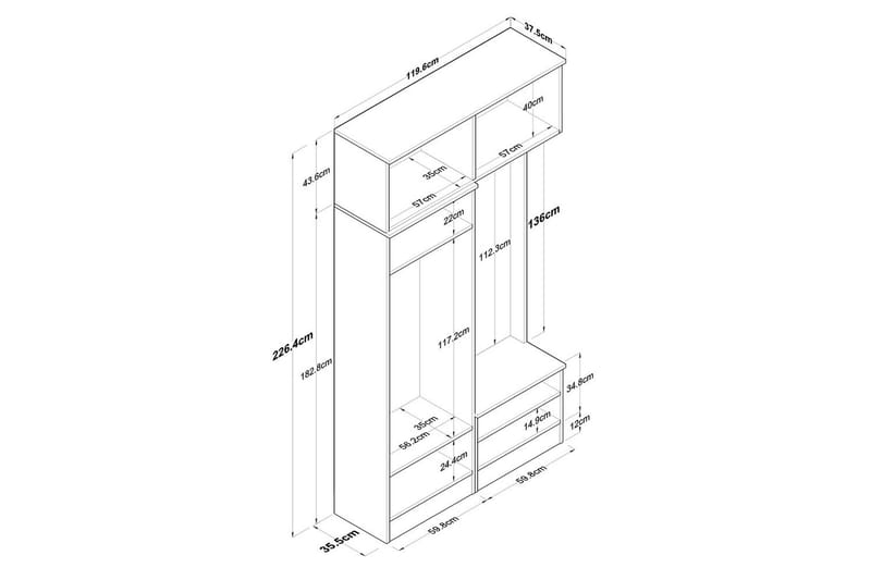 Quorra Entrémøbelsæt - Hvid - Møbler - Entrémøbler - Møbelsæt til hall og entre