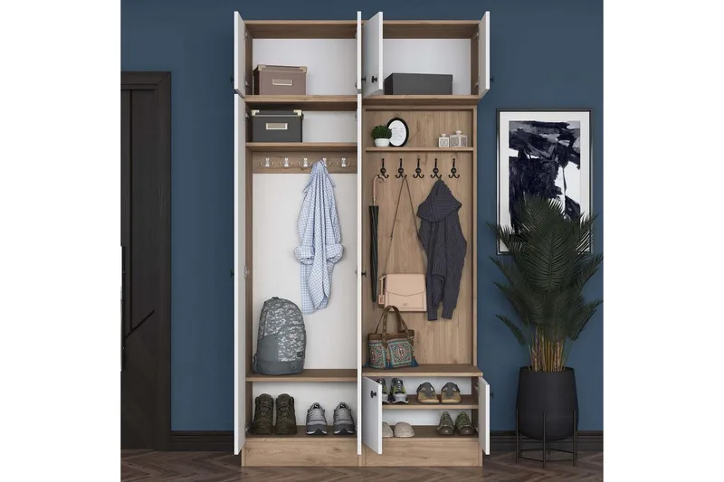 Quorra Entrémøbelsæt - Valnød/Hvid - Møbler - Entrémøbler - Møbelsæt til hall og entre