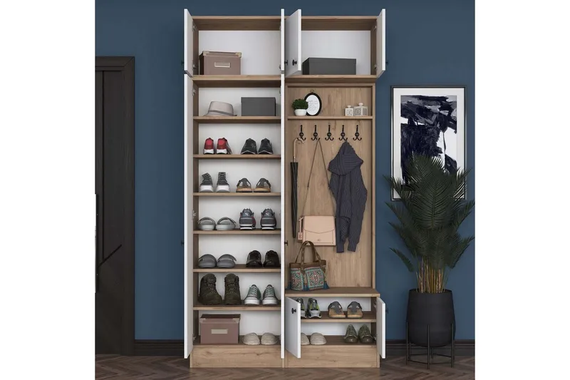 Quorra Entrémøbelsæt - Valnød/Hvid - Møbler - Entrémøbler - Møbelsæt til hall og entre