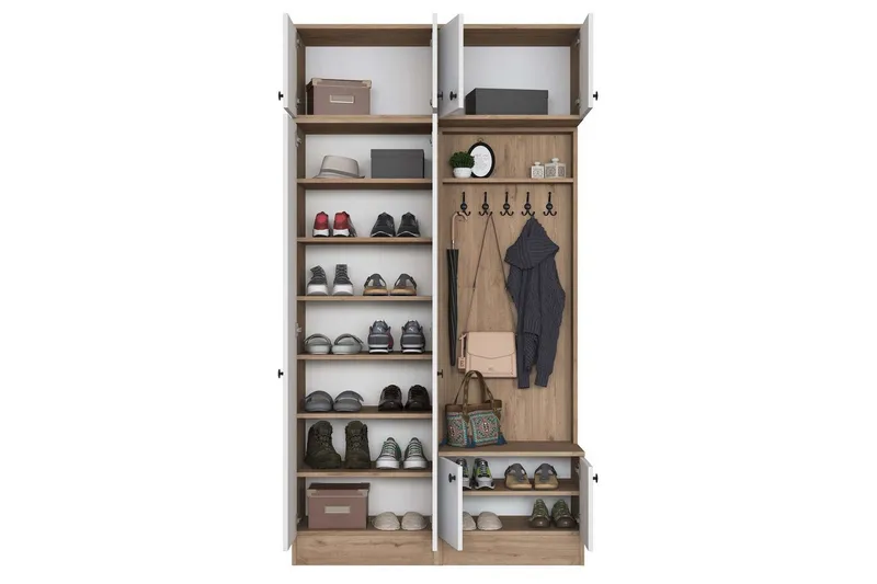 Quorra Entrémøbelsæt - Valnød/Hvid - Møbler - Entrémøbler - Møbelsæt til hall og entre