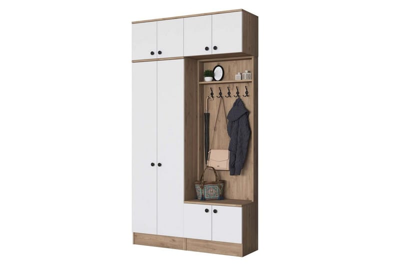 Quorra Entrémøbelsæt - Valnød/Hvid - Møbler - Entrémøbler - Møbelsæt til hall og entre