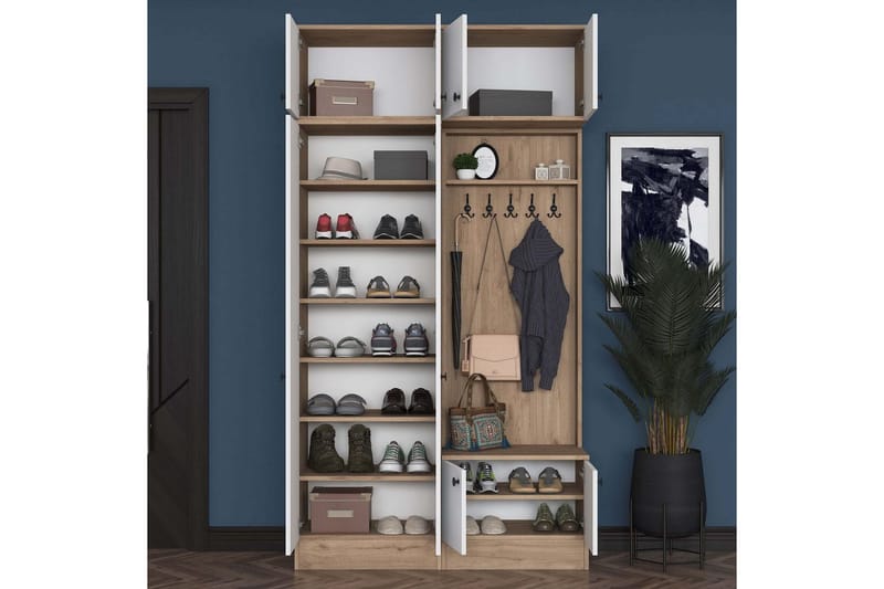 Quorra Entrémøbelsæt - Valnød/Hvid - Møbler - Entrémøbler - Møbelsæt til hall og entre