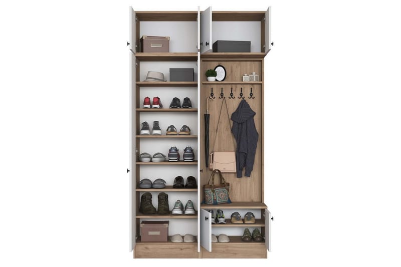 Quorra Entrémøbelsæt - Valnød/Hvid - Møbler - Entrémøbler - Møbelsæt til hall og entre