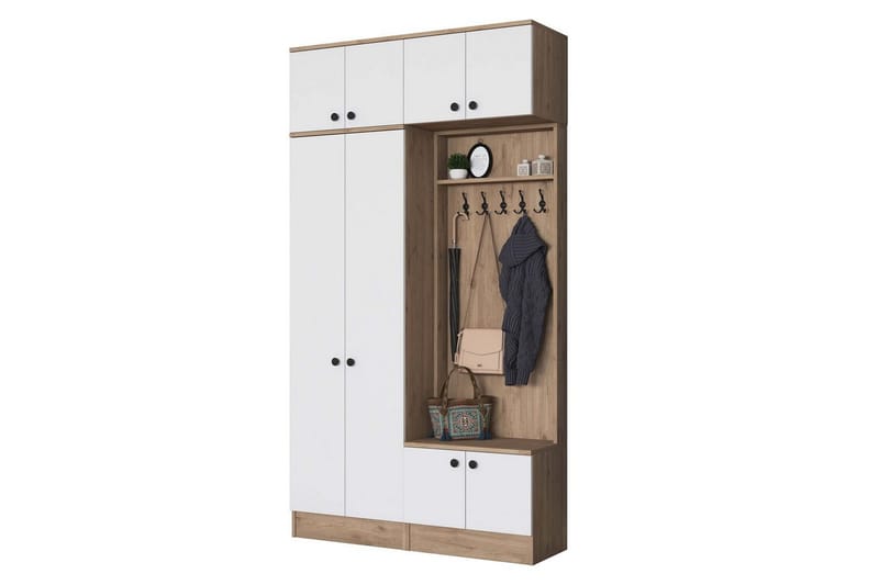 Quorra Entrémøbelsæt - Valnød/Hvid - Møbler - Entrémøbler - Møbelsæt til hall og entre