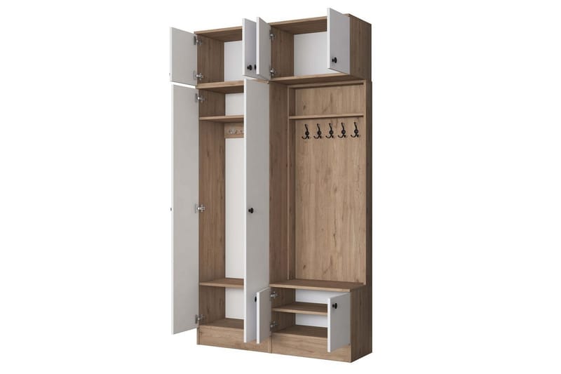 Quorra Entrémøbelsæt - Valnød/Hvid - Møbler - Entrémøbler - Møbelsæt til hall og entre