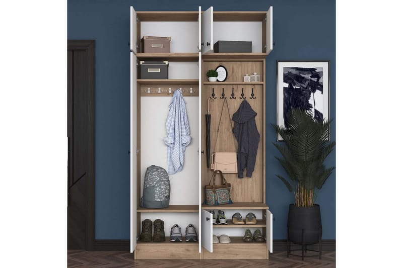 Quorra Entrémøbelsæt - Valnød/Hvid - Møbler - Entrémøbler - Møbelsæt til hall og entre