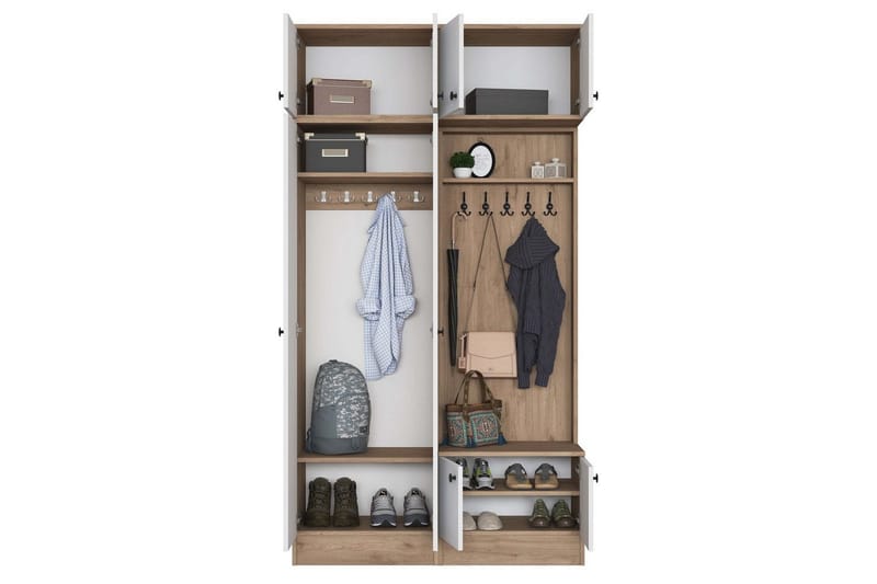 Quorra Entrémøbelsæt - Valnød/Hvid - Møbler - Entrémøbler - Møbelsæt til hall og entre