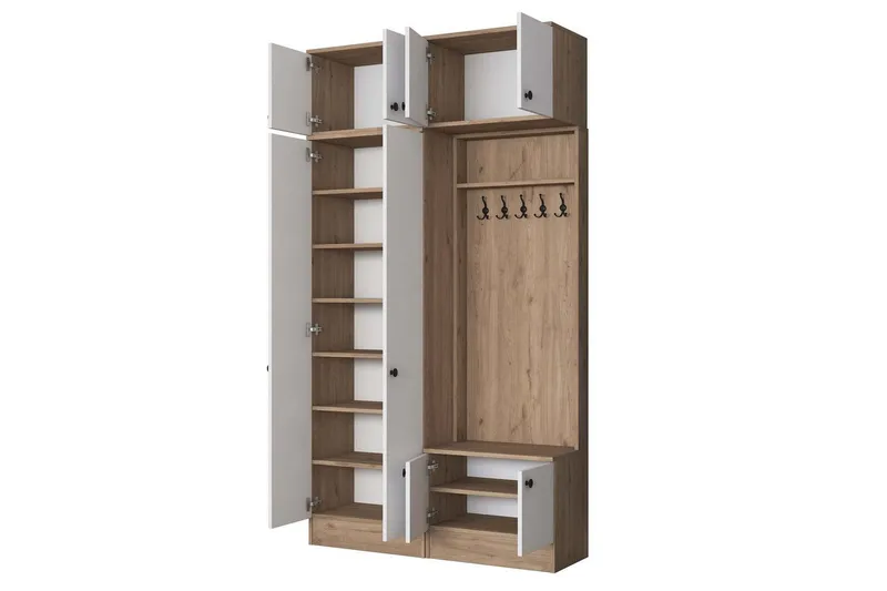 Quorra Entrémøbelsæt - Valnød/Hvid - Møbler - Entrémøbler - Møbelsæt til hall og entre