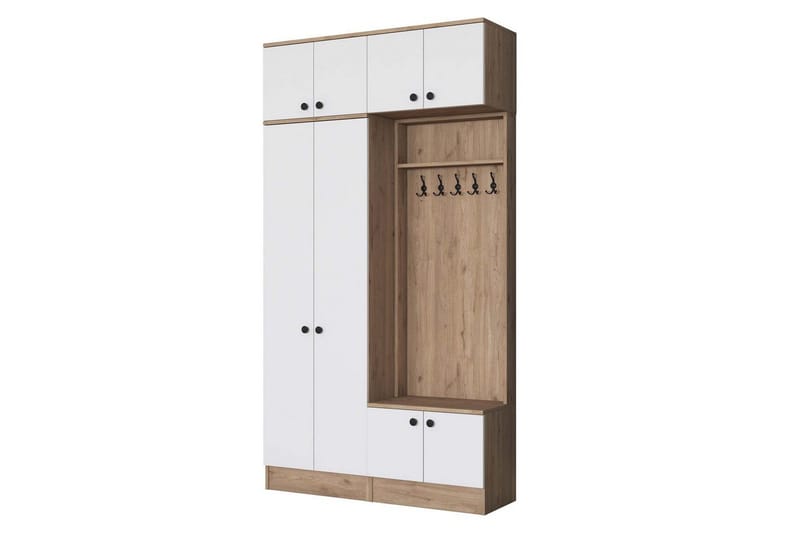 Quorra Entrémøbelsæt - Valnød/Hvid - Møbler - Entrémøbler - Møbelsæt til hall og entre